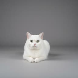 Luna schneeweiße British‑Kurzhaar, ruhige Agentin.