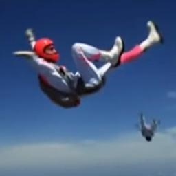 Skydiving Kimberly screaming in joy